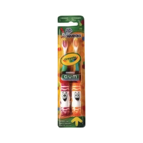 Gum Crayola Pip-Squeak Soft Toothbrush, Twin Pack - 2 Ea